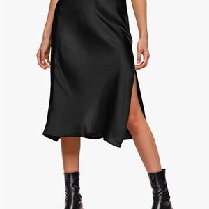 Elegant Black Satin Skirt